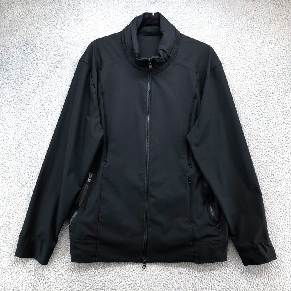 Lululemon Full Zip Jacket Mens XL Black Stowable Hood Softshell Activewear